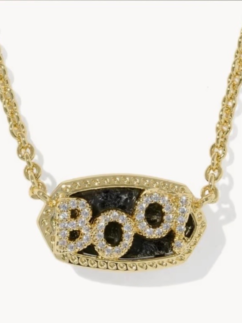 Kendra Scott Elisa Gold Boo Short Pendant Necklace In Black Granite